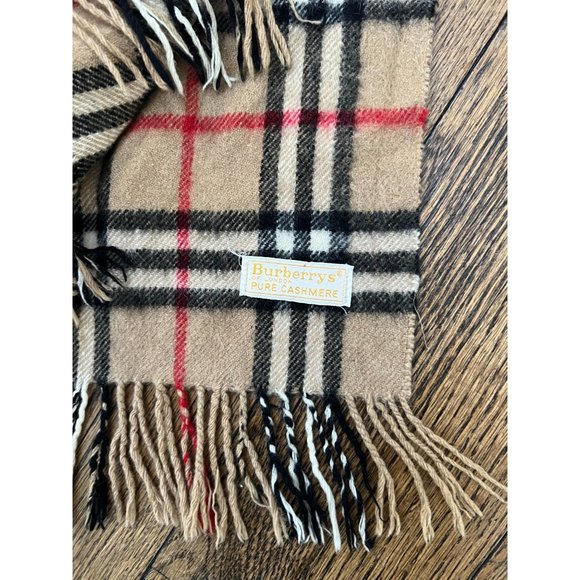 VINTAGE Burberrys of London Pure Cashmere Nova Check Fringe Scarf CLASSIC - Picture 6 of 9